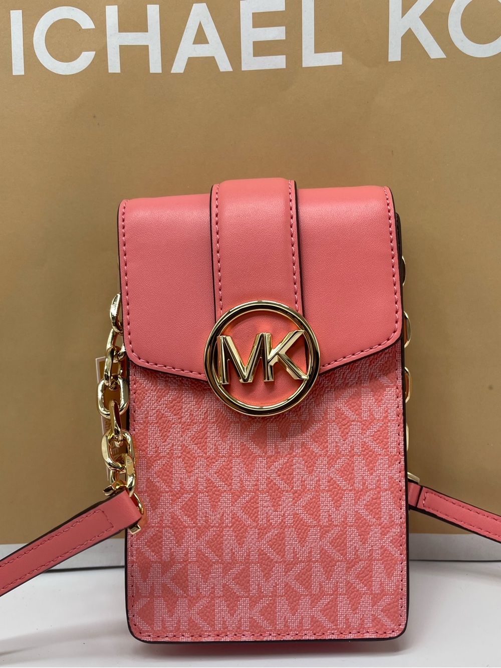 Michael Kors Carmen Small NS Phone Xbody Crossbody Bag
Grapefruit 
NWT